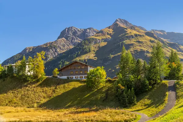 Idylliczna Sceneria Wokół Warth Gminy Powiecie Bregenz Austriackim Stanie Vorarlberg — Zdjęcie stockowe