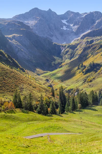 Idylliczna Sceneria Wokół Schroecken Gminy Powiecie Bregenz Kraju Związkowym Vorarlberg — Zdjęcie stockowe