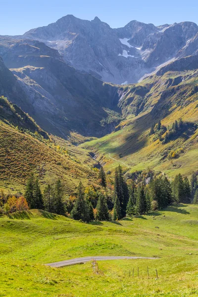 Idyllisch Landschap Rond Schroecken Een Gemeente Oostenrijkse Deelstaat Vorarlberg Gelegen — Stockfoto