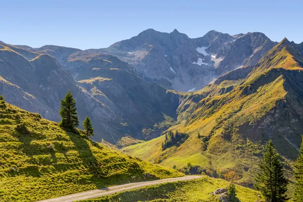 Idyllische Landschaft Rund Schroecken Einer Gemeinde Bezirk Bregenz Vorarlberg Österreich — Stockfoto