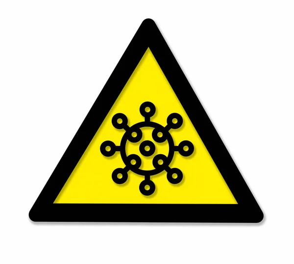 Beyaz Sırtlı Siyah Sarı Virüs Tehlike Işareti — Stok fotoğraf