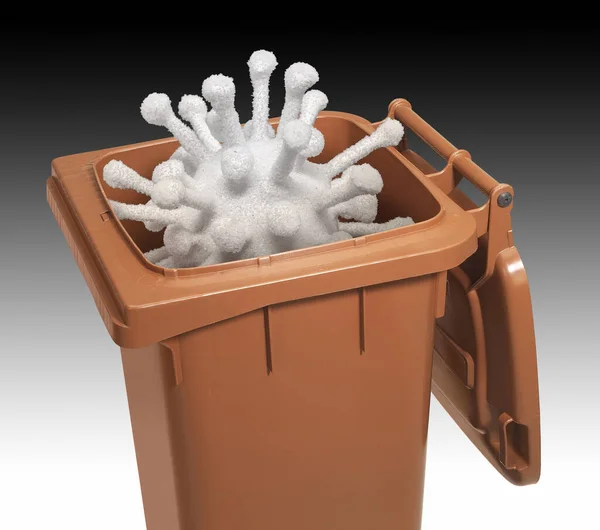 Offener Abfallbehälter Mit Symbolischem Virus Drin — Stockfoto