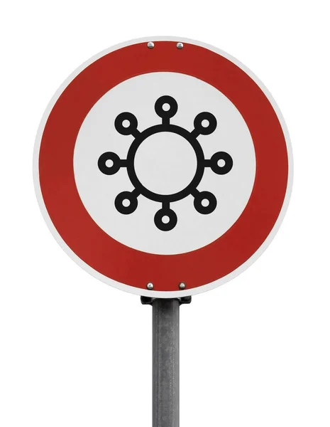 Symbolisch Verkeersbord Geen Virus Geïsoleerd Wit — Stockfoto