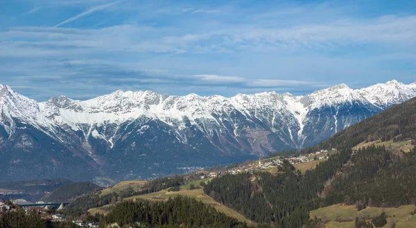 Cenário Ensolarado Alto Ângulo Tirol Sul Inverno — Fotografia de Stock