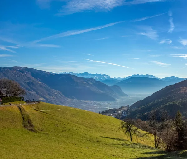 Paisajes Soleados Alrededor Lana Tirol Del Sur Invierno — Foto de Stock