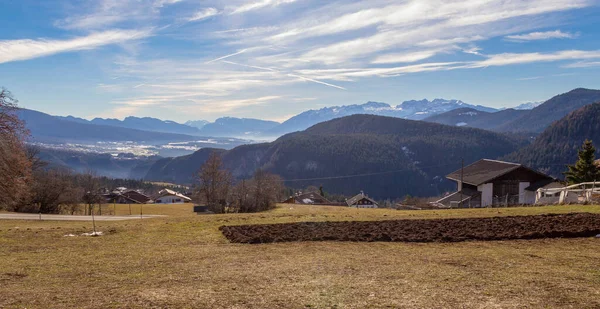 Paisagem Alpina Torno Uma Aldeia Chamada Felix Sul Tirol Inverno — Fotografia de Stock