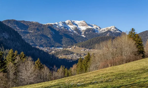 Paisagem Alpina Torno Uma Aldeia Chamada Felix Sul Tirol Inverno — Fotografia de Stock