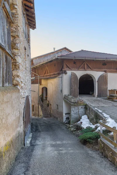 Detalle Tradicional Granja Visto Pueblo Llamado San Félix Tirol Del —  Fotos de Stock