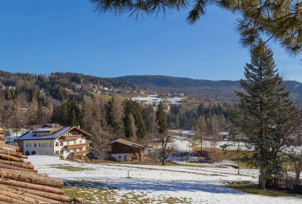 Paysages Ensoleillés Autour Village Nommé Felix Tyrol Sud Hiver — Photo