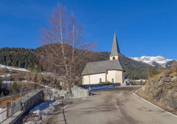Église Cimetière Dans Village Nommé Felix Tyrol Sud Hiver — Photo