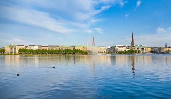 Paisagem Torno Lago Alster Interior Uma Parte Hamburgo Norte Alemanha — Fotografia de Stock