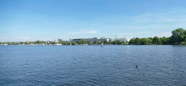 Paisagem Torno Outer Alster Lake Uma Área Torno Hamburgo Norte — Fotografia de Stock