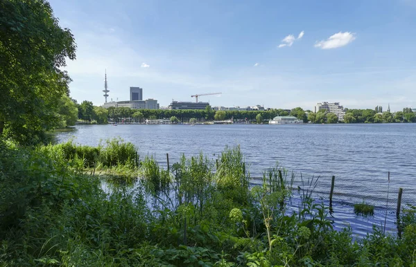 Krajobraz Wokół Jeziora Zewnętrzne Alster Obszar Wokół Hamburga Północnych Niemczech — Zdjęcie stockowe