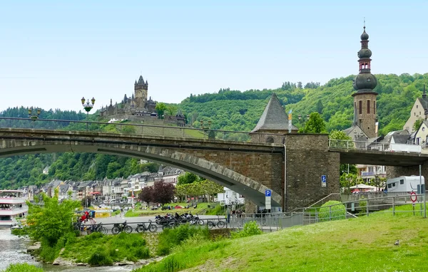 Landskapet Kring Cochem Stad Vid Floden Mosel Rheinland Pfalz Tyskland — Stockfoto