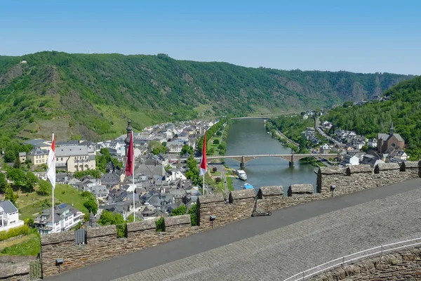 Landskapet Kring Cochem Stad Vid Floden Mosel Rheinland Pfalz Tyskland — Stockfoto