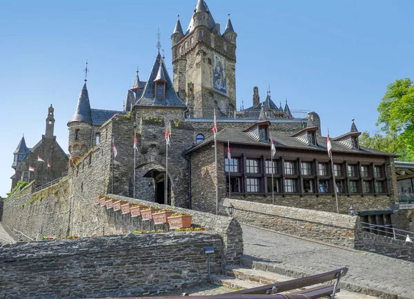 Wrażenie Cochem Imperial Castle Nad Rzeką Moselle Nadrenii Palatynacie Niemcy — Zdjęcie stockowe