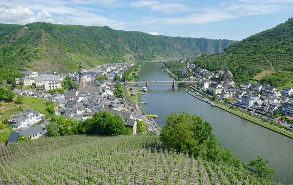 Landskapet Kring Cochem Stad Vid Floden Mosel Rheinland Pfalz Tyskland — Stockfoto