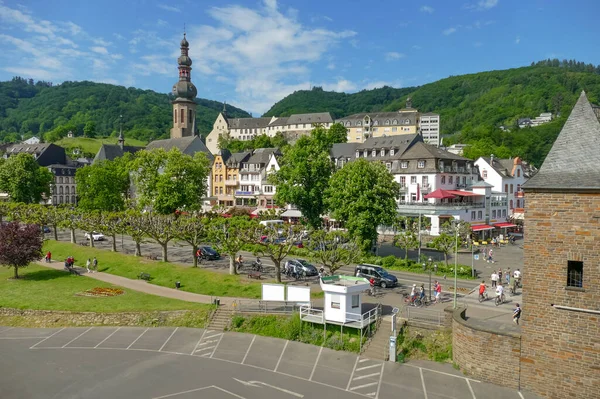 Tájkép Cochem Körül Moselle Folyó Menti Város Rajna Vidék Pfalz — Stock Fotó