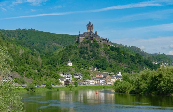 Tájkép Cochem Körül Moselle Folyó Menti Város Rajna Vidék Pfalz — Stock Fotó