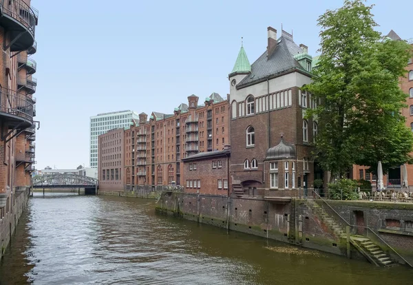 Speicherstadt Baskısı Hamburg Almanya Tarihi Bir Depo Bölgesi — Stok fotoğraf