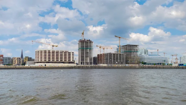 Impressionen Aus Der Norderelbe Mit Einem Großen Baugrundstück Hamburg — Stockfoto