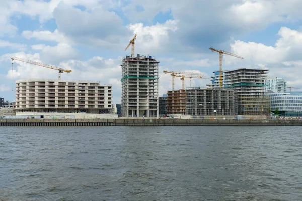 Impressionen Aus Der Norderelbe Mit Einem Großen Baugrundstück Hamburg — Stockfoto