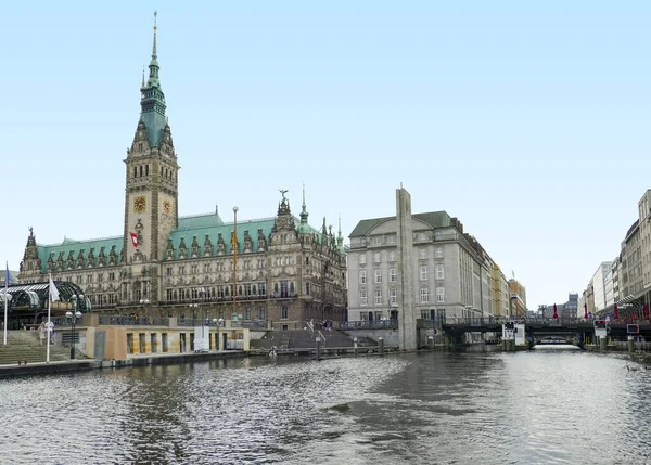 Paesaggio Intorno Lago Inner Alster Amburgo Germania — Foto Stock