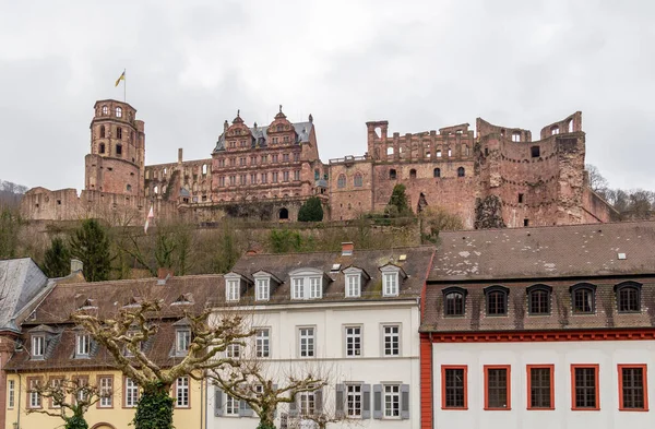 Wrażenie Heidelbergu Zamkiem Niemczech Okresie Zimowym — Zdjęcie stockowe