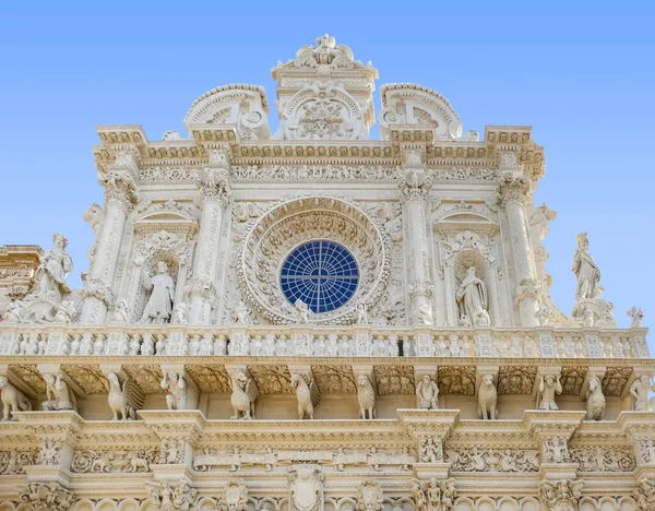 Detalhe Fachada Basílica Santa Croce Lecce Uma Cidade Apúlia Itália — Fotografia de Stock