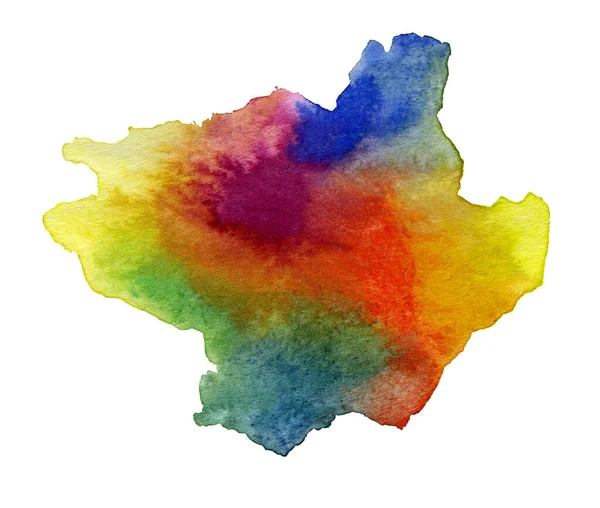 Tache Aquarelle Colorée Vibrante Dans Dos Blanc — Photo