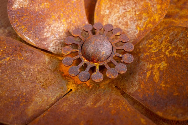 Closeup Shot Rusty Metallic Flower — Stock Photo, Image