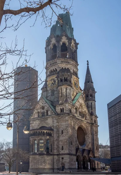 Μνημειακή Εκκλησία Kaiser Wilhelm Στο Βερολίνο Την Πρωτεύουσα Και Μεγαλύτερη — Φωτογραφία Αρχείου
