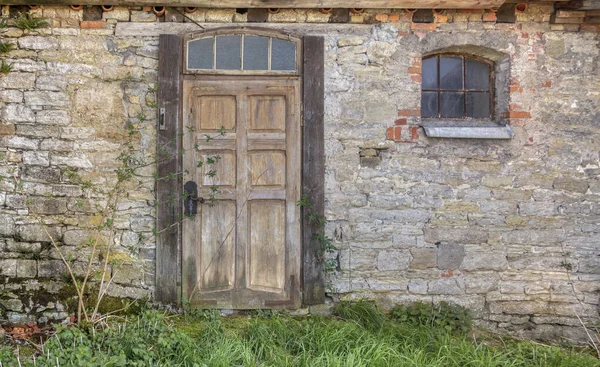 Casa Histórica Fachada Con Puerta Madera — Foto de Stock