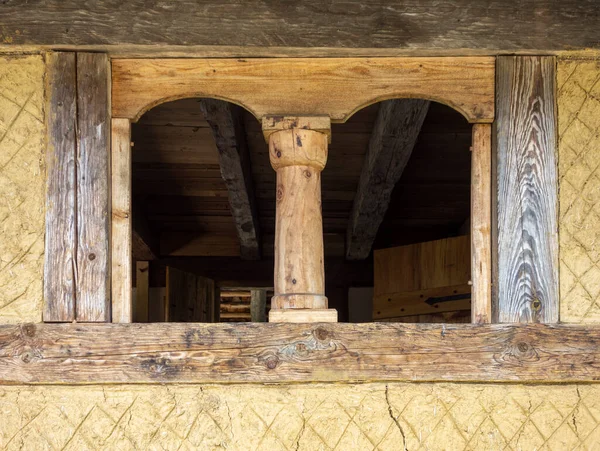 Closeup Shot Medieval Wooden Window — Stock Photo, Image