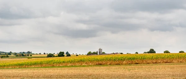 Overcast Farmland Scenery Hohenlohe Area Southern Germany Late Summer Time — 图库照片