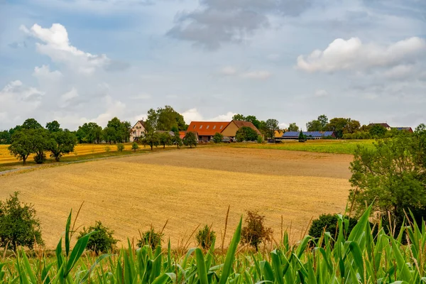 Idyllic Farmland Scenery Small Village Hohenlohe Area Southern Germany Late — ストック写真