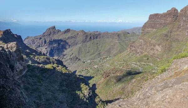 Hög Vinkel Landskap Runt Masca Liten Bergsby Teneriffa Kanarieöarna Spanien — Stockfoto
