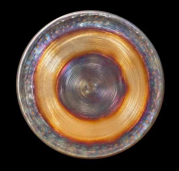 Gong Metálico Colorido Isolado Nas Costas Pretas — Fotografia de Stock