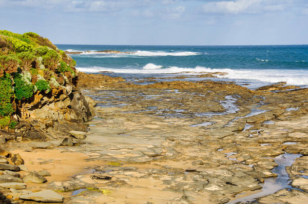 Rock platform at low tide in the Marengo Reefs Marine Sanctuary - Marengo, Victoria, Australia