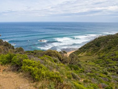 Wreck Beach 'in üzerindeki Büyük Okyanus Yürüyüşü - Princetown, Victoria, Avustralya