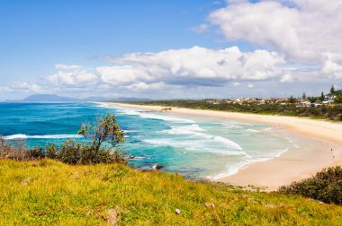 Westport Park 'tan Tacking Point Deniz Feneri' ne Kıyı Yürüyüşü boyunca göz kamaştırıcı manzara - Port Macquarie, NSW, Avustralya