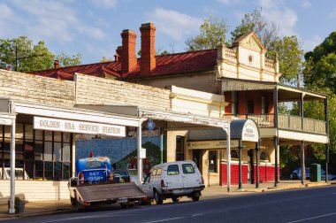 The Golden Era Service Station and the Beechworth Indian Restaurant on Ford Street - Beechworth, Victoria, Australia