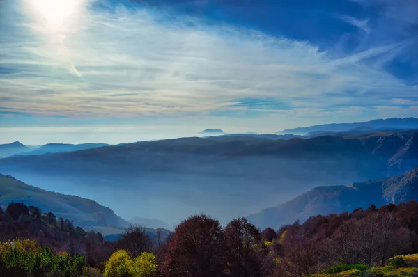 Sunset Autumn Landscape Lessinia Plateau Regional Natural Park Province Verona — Stock Photo, Image