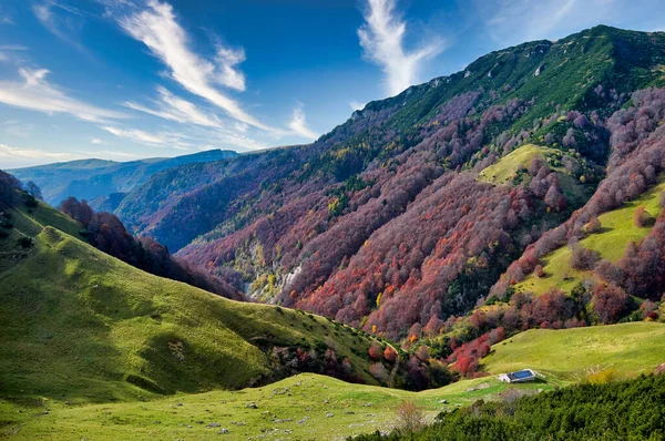 View Mountains Autumn Beautiful Natural Landscape Lessinia Regional Natural Park — Stock Photo, Image