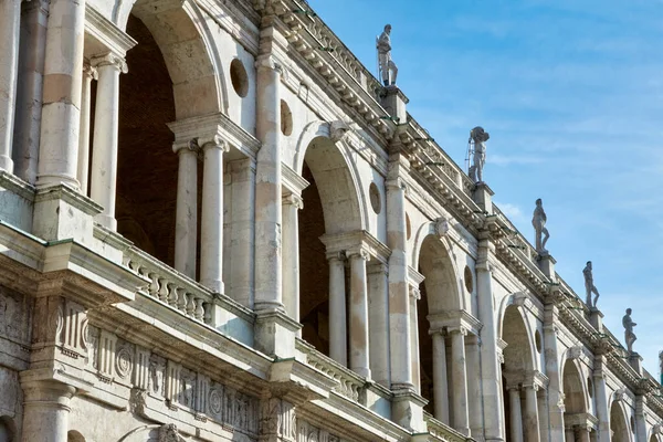 Detaljer Søylene Den Kunstneriske Historiske Bygningen Piazza Dei Signori Vicenza – stockfoto