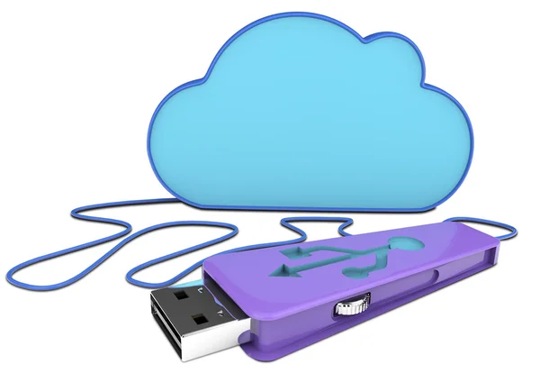 3d pen drive and cloud — Stock Photo, Image