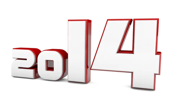 New Year 2014 red and white render — Stock Photo, Image