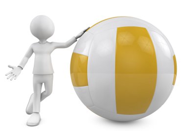3D insanlar. voleybol topuyla kişi