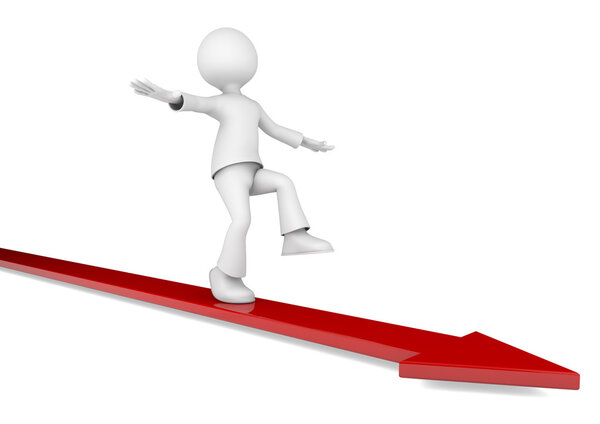 equilibrist walking in red arrow