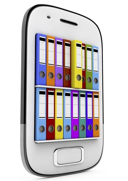 Ring binders in smartphone, 3d render — Stock Photo, Image